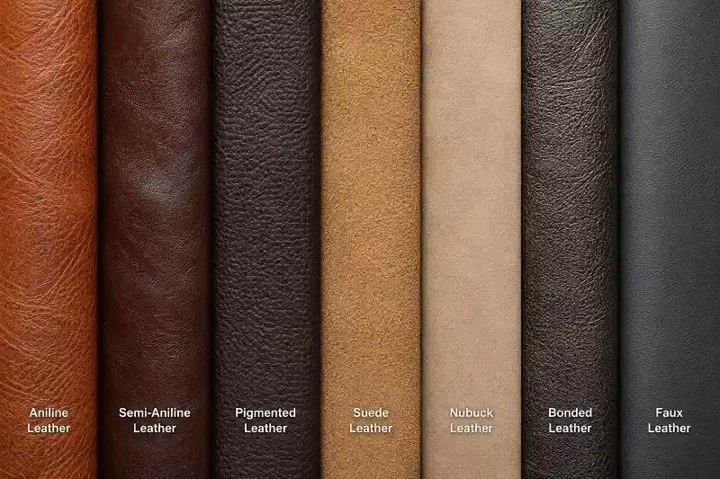 Different leather fabric types