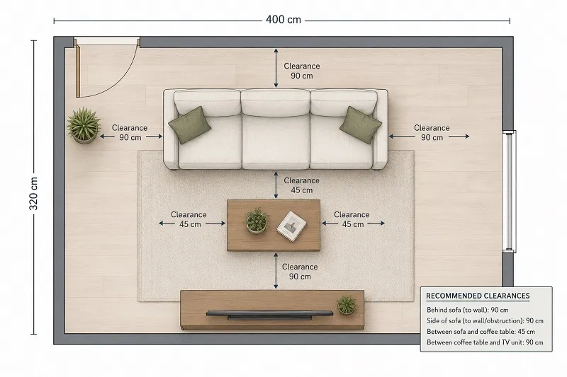 furniture clearance space guide for living room