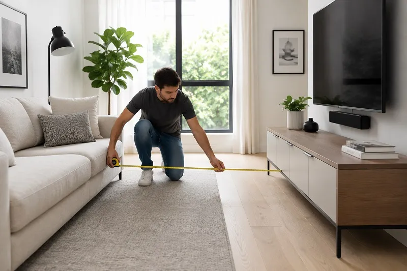 measuring a living room for furniture placement