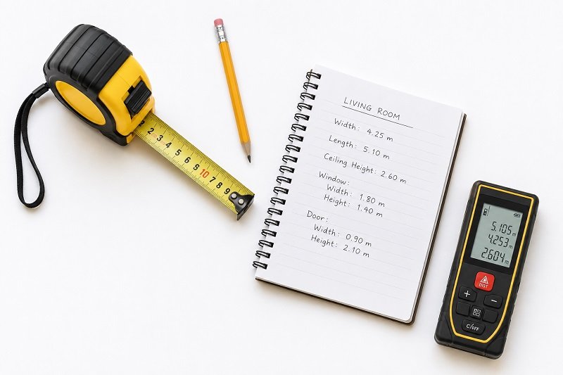 tools needed to measure a room for furniture